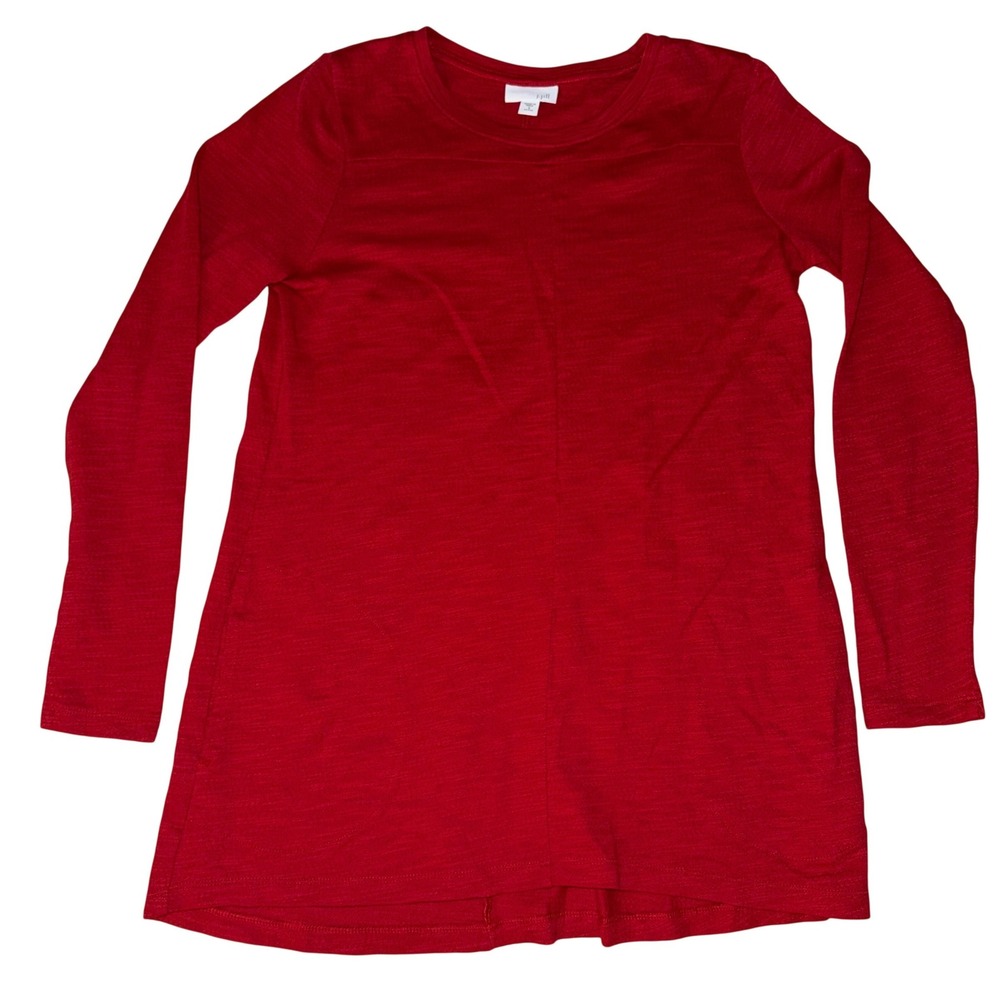 J Jill Red Long Sleeve Crew Neck Petite Pullover Top Shirt Size S